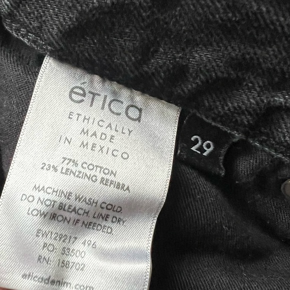 Etica Josie High Waist Raw Hem Flare Jean Obsidian Black Denim Casual Women’s 29 - Picture 10 of 10
